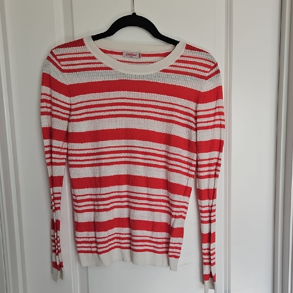 Cath Kidston Red and White Striped Crew Neck Sweater
